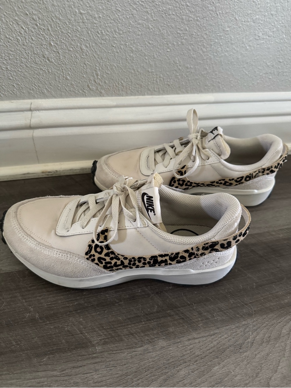 Nike Women's Waffle Sneakers with Leopard Swoosh